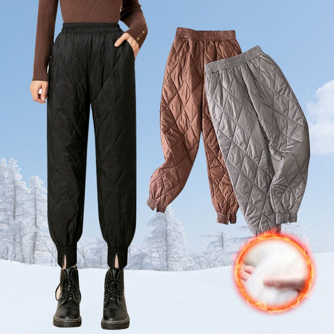 HOOT 여성 기모 밴딩 조거 팬츠 방한 겨울 패딩 바지 누빔