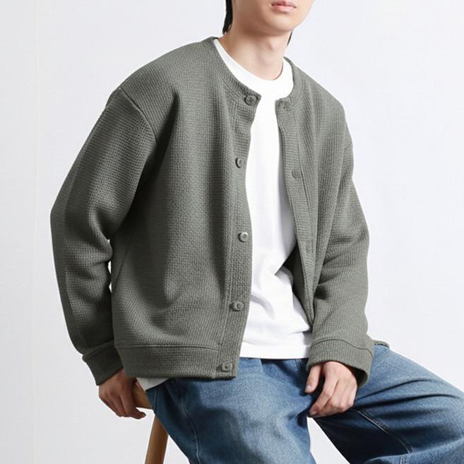 [투뎃] 남녀공용 데일리 심플 라운드넥 니트 가디건