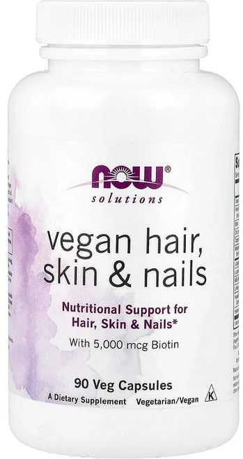 NOW Foods Solutions 비건 헤어 스킨 & 네일 베지 캡슐 90정 NOW-03381, 1개 - 쿠팡