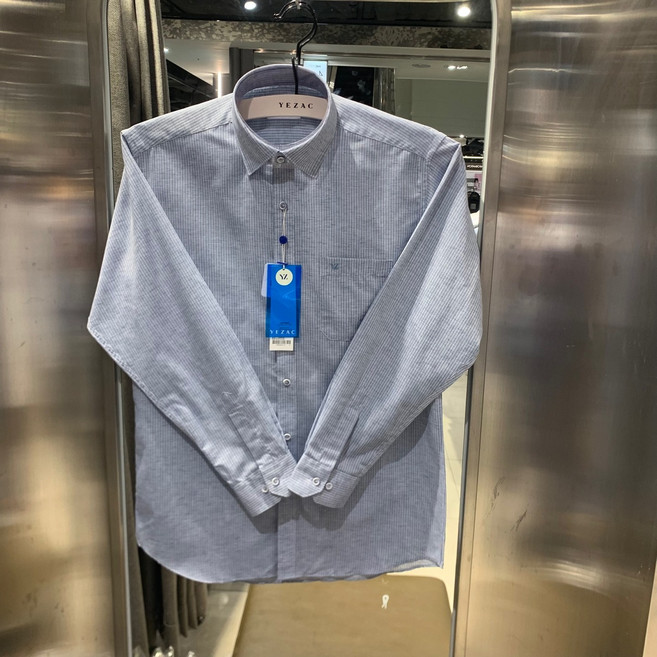 [예작]남성와이셔츠 스트라이프 스냅 린넨코튼폴리 믹스 일반핏 긴팔셔츠(YJESIR302GY)