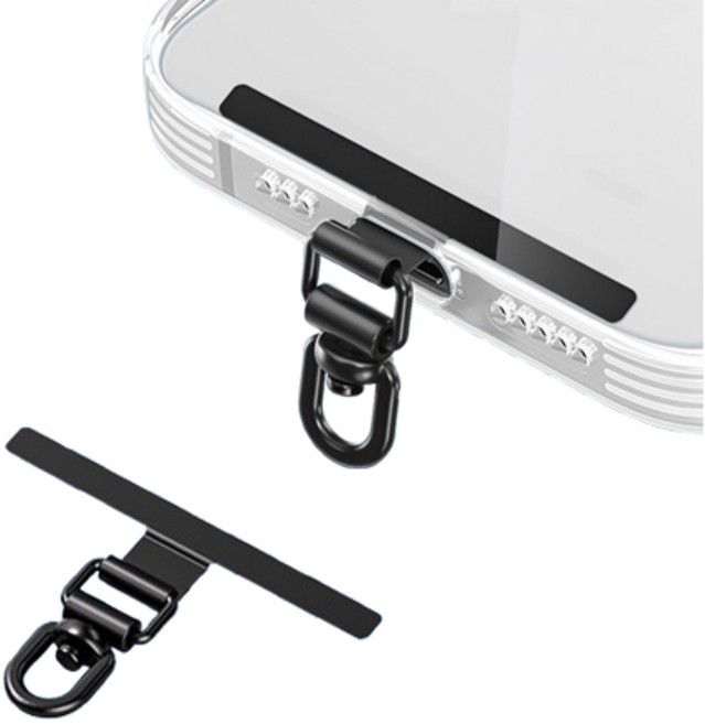 투에이비 스크래치 방지 360도 회전 스테인리스 초슬림 태그홀더 2p, 블랙, 1세트