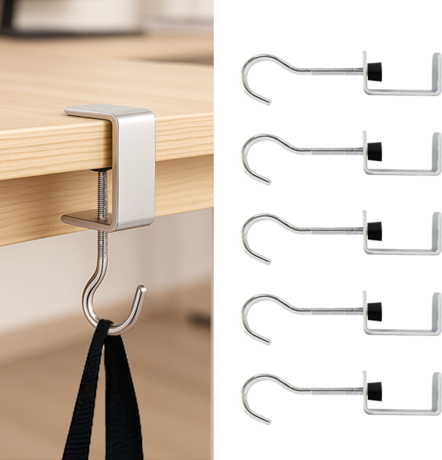 에버리즈 무타공 책가방 가방걸이 후크 책상 가방걸이, 5개, 실버(단일색상)