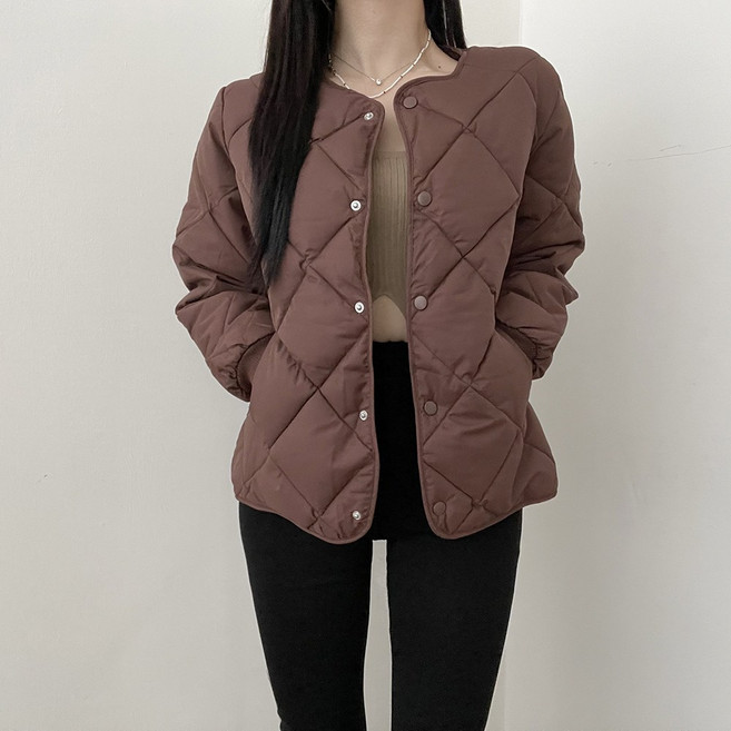 VANANA2 여성 퀼팅 방풍 겨울 패딩 점퍼 노카라 자켓 아우터