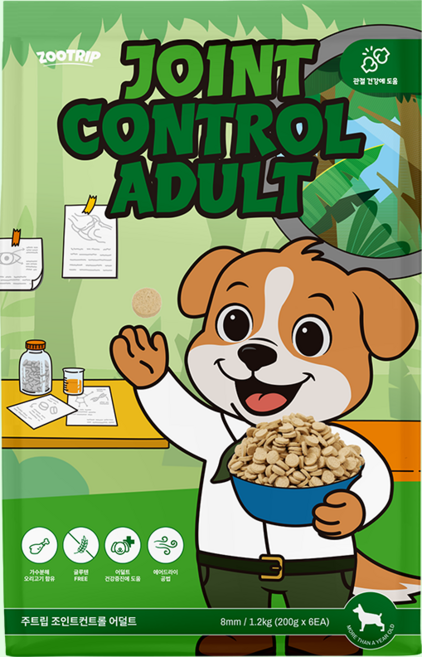 주트립 조인트 컨트롤 어덜트 (1~6세) (관절 건강에 좋은 강아지 기능성 사료), 1.2kg, 1개, 뼈/관절강화