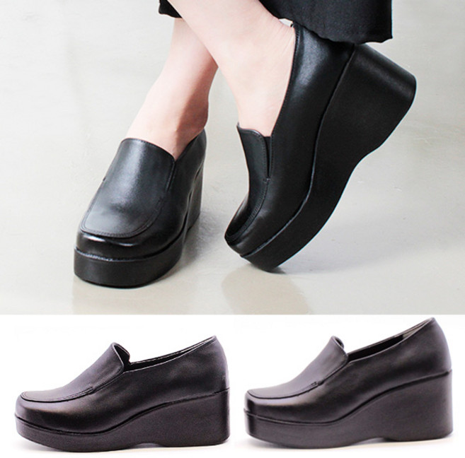 편안한 착화감 여성 컴포트화 단화 로퍼 웨지 힐 컴포트 구두 통굽 플랫 슈즈 효도화 간호화 간호사신발 사무실 여자 간호사 중년 키높이 시니어 스튜