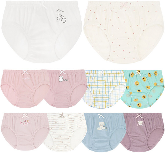 엠알키즈 샤이 러브베어 무형광 순면 100% 여아 팬티 10매입 DB-53738