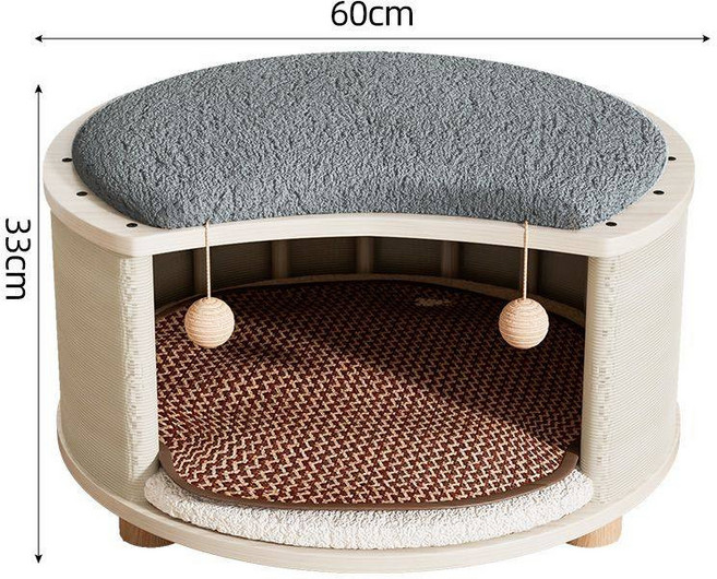 猫咪睡袋冬季保暖防寒猫窝封闭式安全感大号被窝睡眠隧道猫床拖鞋, 1개, 대형 사계절 그레이 털 쿠션