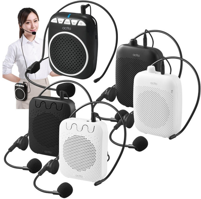 강의용 무선 헤드마이크 가이드용 교사용 휴대용마이크 스피커 이동식마이크, 화이트, Voice