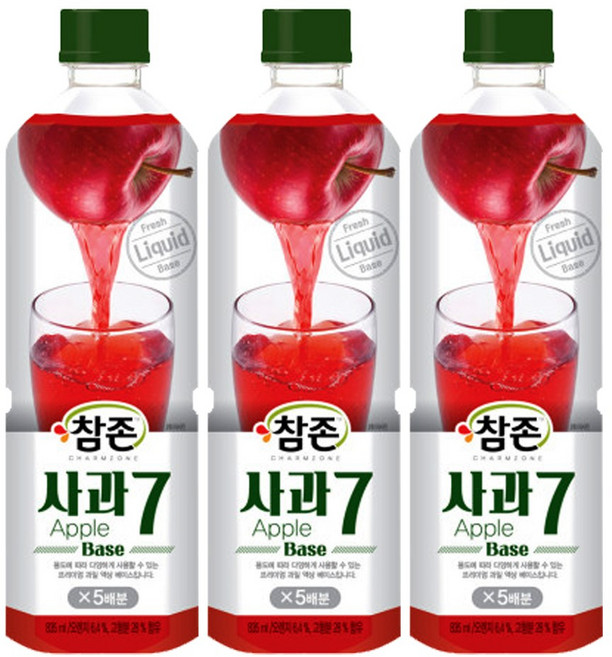 참존식품 사과7베이스 835ml, 3개