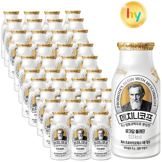 hy 에치와이 메치니코프 무가당 플레인 요거트, 40개, 140ml