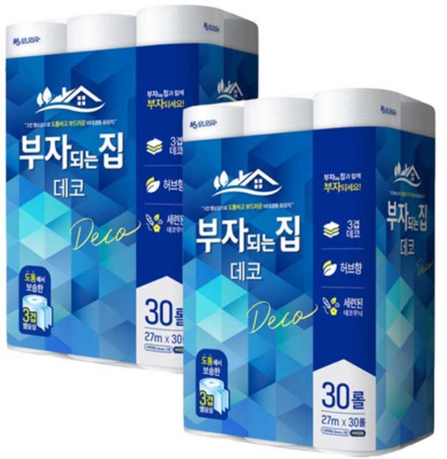 모나리자 부자되는집 3겹데코 27m 30롤 2팩(60롤), 2세트