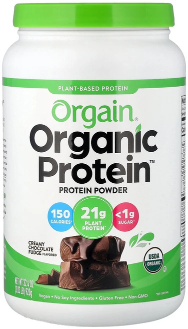 올게인 Organic Protein 파우더 식물성 크리미 초콜릿 퍼지 920g(2.03lbs), 1개, 920g - 쿠팡