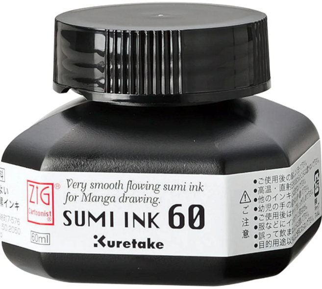 [CNCE103-6]쿠레타케 캘리그라피 수미잉크 60ml, 블랙, 1개