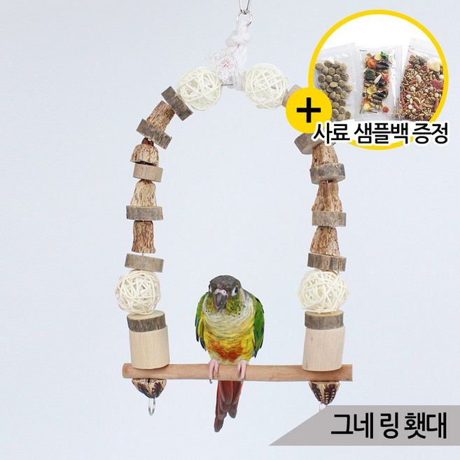 천연 원목 앵무새 그네 타원형 장난감 횃대 등나무공, 1개