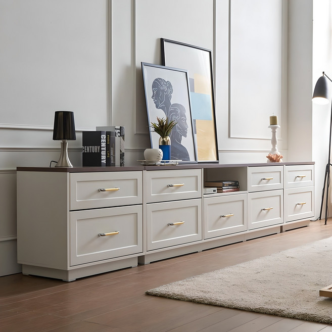 장인가구 엘브W 3000 높은 거실장, 아이보리