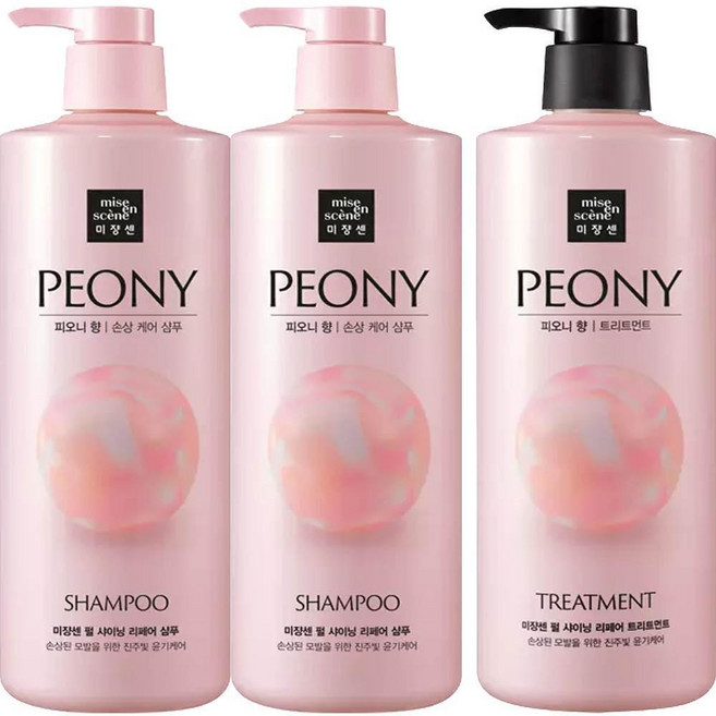 미쟝센 펄샤이닝 퍼퓸 피오니향 1000ml 샴푸2개+ 트리트먼트1개, 3개, 1L