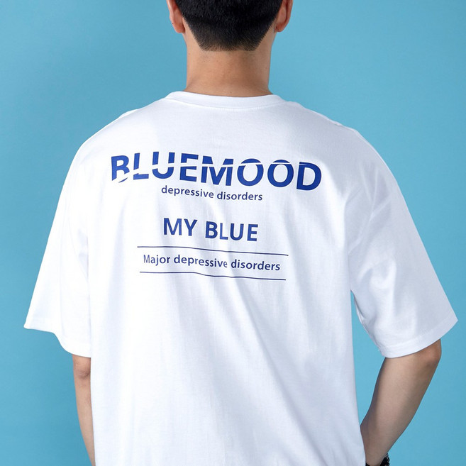 더매드문 남녀공용 블루무드 오버핏 통기성 반팔 티셔츠