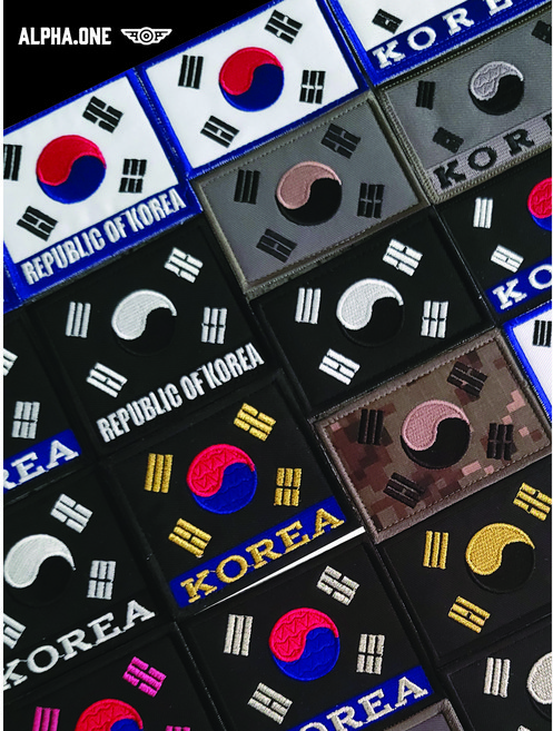 군지 태극기 패치 마크 자수 군인 군용 약장 가방명찰 대한민국 KOREA 금사 핑크 은사, 기본, 18