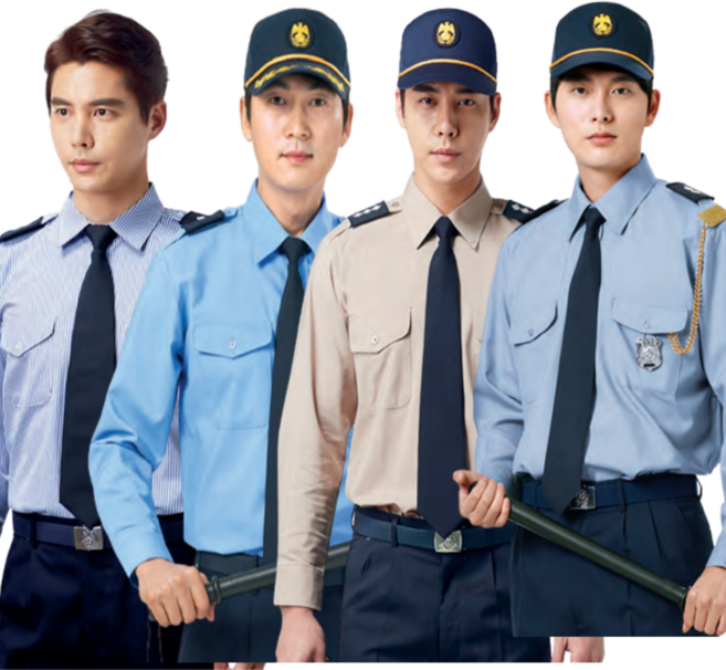 경신 춘추 경비복 작업복 근무복 스트라이프 줄무늬 셔츠 남방 회사단체복 아파트경비셔츠 긴팔 반파