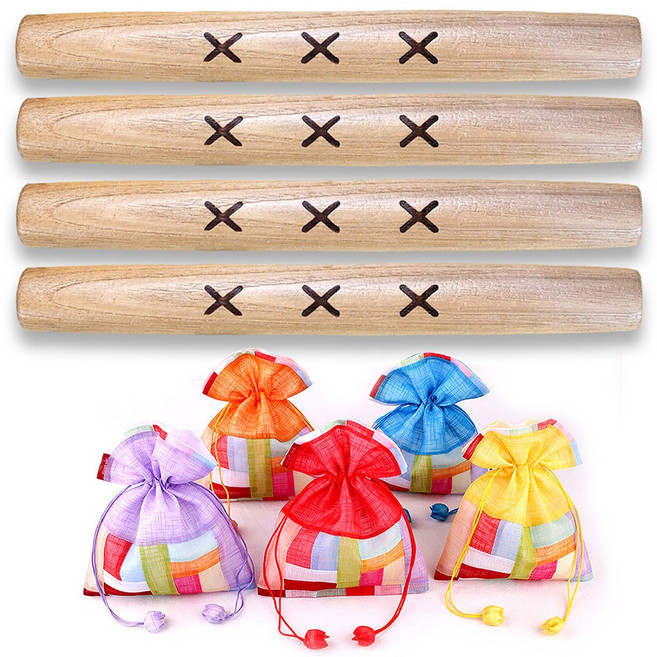 복주머니 윷놀이 세트 명절 선물 원목 나무 윷세트 전통 민속 놀이, 혼합색상+일반형, 1개