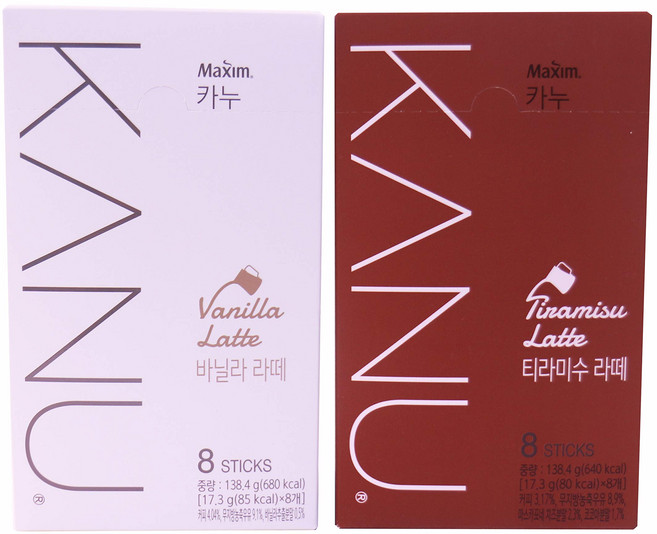 맥심 카누 티라미수 라떼 8 스틱 바닐라 라떼 8 스틱 Maxim KANU Tiramisu Latte 8 Sticks Vanilla Latte 8 Sticks, 1개, 594.21g