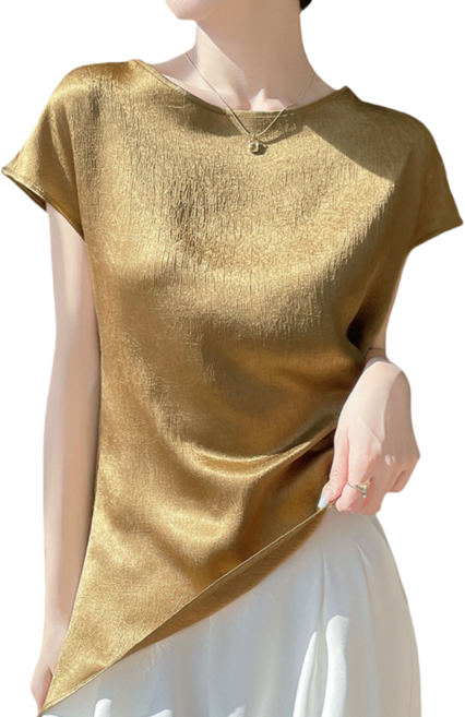 Makone 여성 여름 라운드넥 민소매 블라우스