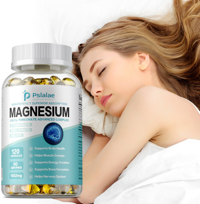 마그네슘 - L-트레오네이트 비스글리시네이트 말레이트 - 킬레이트 수면 다리 경련 심장 건강에 도움, 3개, 60정