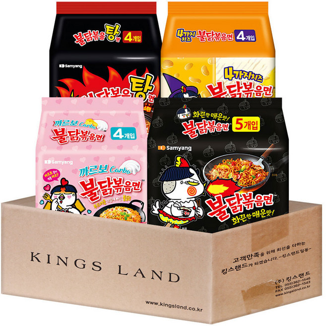 삼양 불닭 봉지라면 세트(4가지치즈불닭4p+불닭볶음탕면4p+불닭볶음면5p+까르보불닭4p), 1세트