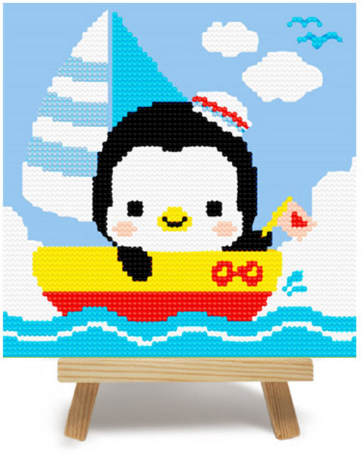 DIY 종이판형 보석십자수 2020 12간지 배타는 펭귄, 1개