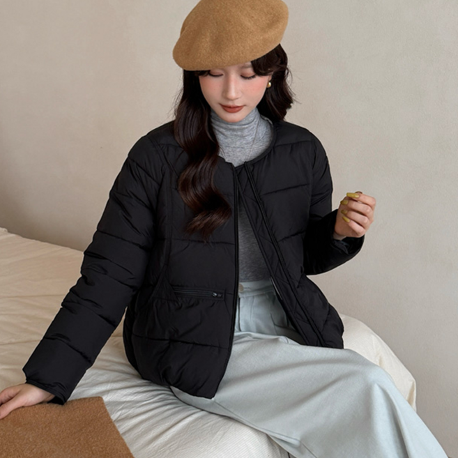 로젤라 여성 숏 패딩 자켓 가을 겨울 데일리 캐주얼 아우터 경량 웰론