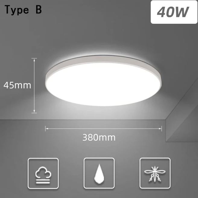 원형 천장 조명 초박형 LED 패널 램프 가정용 주방 침실 거실 광택 조도 조절식 샹들리에 220V 40W 30W, 16) 220V 40W 1PCS - Cold White