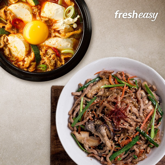 프레시지 소고기버섯잡채+우삼겹순두부찌개 2인분 냉장