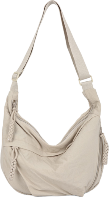 【LAVIDA嚴選】日系輕量牛角包 韓版斜背包 餃子包 側背包 肩背包 弧形半月包, 03.米白色