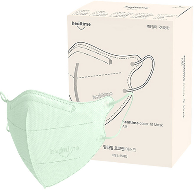 힐타임 코코핏 KF94 컬러 마스크 소형L 새부리형 숨쉬기편한, 25매입, 1개, 애플민트