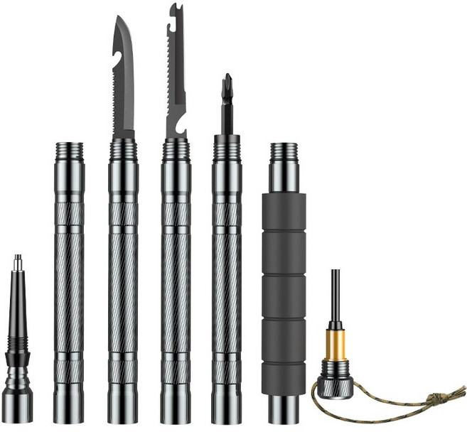 登山杖 健走杖 5節折疊 避震碳纖維 鋁合金輕量伸縮手杖, 灰色, 1個