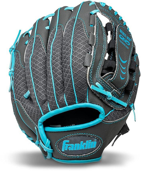 Franklin Sports Teeball Infinite Web/Shok-Sorb 콤보 시리즈 필딩 왼손 장갑 26.7cm(10.5인치) 그래파이트/블루, Graphite/Blue