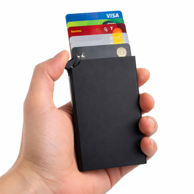 슬라이딩 카드지갑 알루미늄 RFID 차단 미니 포켓