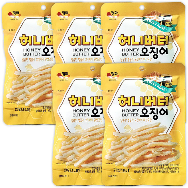 정화 허니버터오징어, 5개, 30g