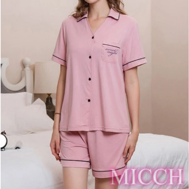 MICCH 翻領V領短袖短褲休閒套組