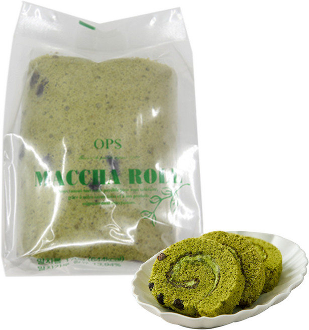 [옵스] 말차롤케익 (반피스) 고급 수제 말차 롤케이크, 1개, 170g