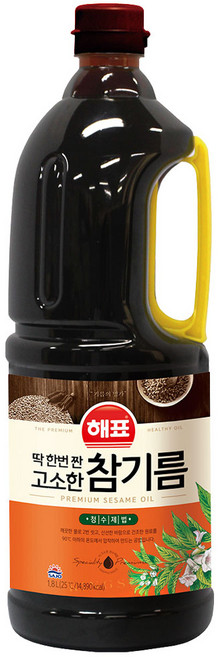 해표 딱한번짠 고소한 참기름 1.8L 대용량, 8개