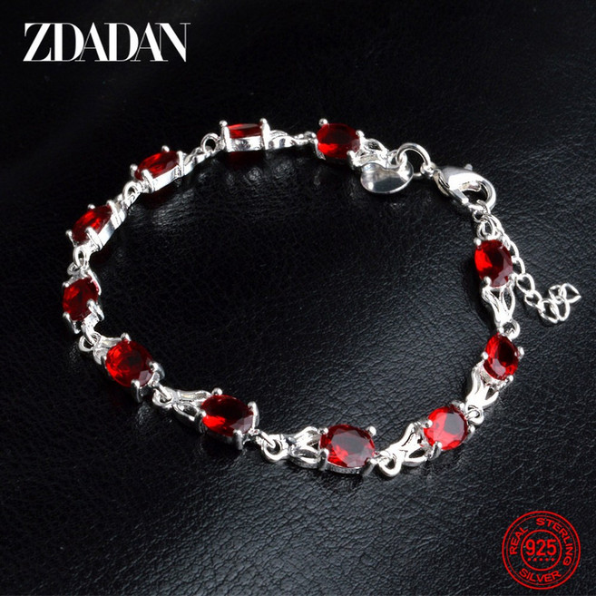 패션 파티 실버 루비 팔찌 쥬얼리 선물 스털링
