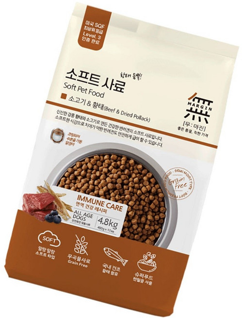 바우와우 무마진 소프트사료 국내생산 강아지 소고기 황태, 4.8kg, 1개, 소