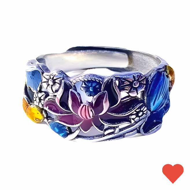 패션반지 연꽃 에스닉 오픈 링 프리사이즈 불교 꽃반지