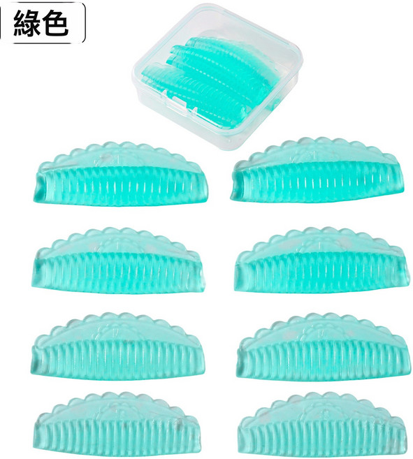 DFMEI 角蛋白睫翹術 果凍自粘Q彈款4對硅膠眼墊片燙睫毛眼墊片, 1盒, 線條墊片綠色:如圖