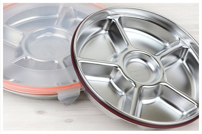 국내생산 강력 밀폐 스테인리스 사각 반찬통 실리콘 패킹 칸칸 칸막이 스틸 용기 원형 스텐 다이어트 간이 식판 도시락통, 사각 4호, 1개