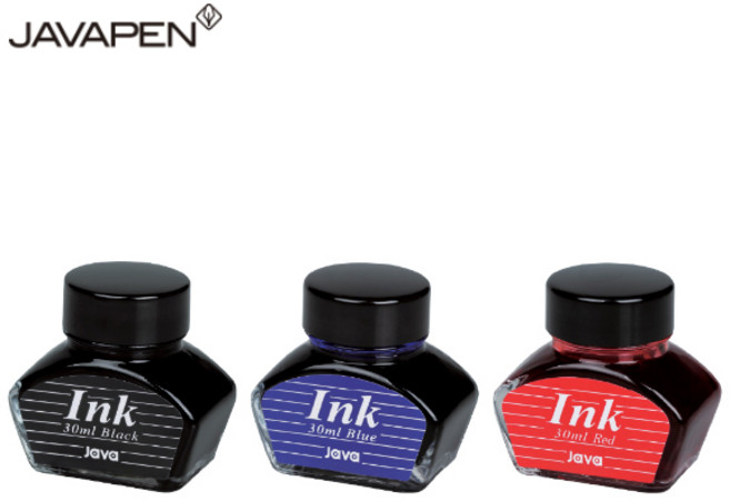 자바 만년필용 병잉크 30ml 흑색+청색+적색 1세트, 1개