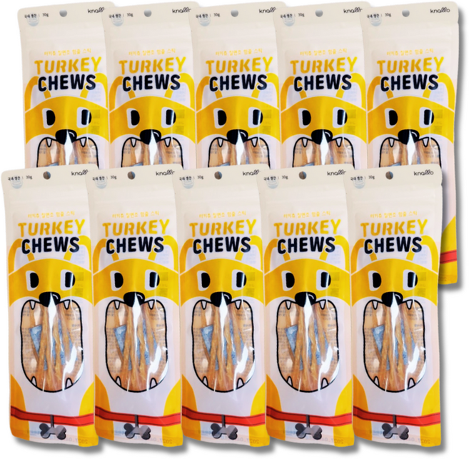 드룰린 강아지 터키츄 힘줄 스틱 간식, 10개, 30g, 칠면조맛