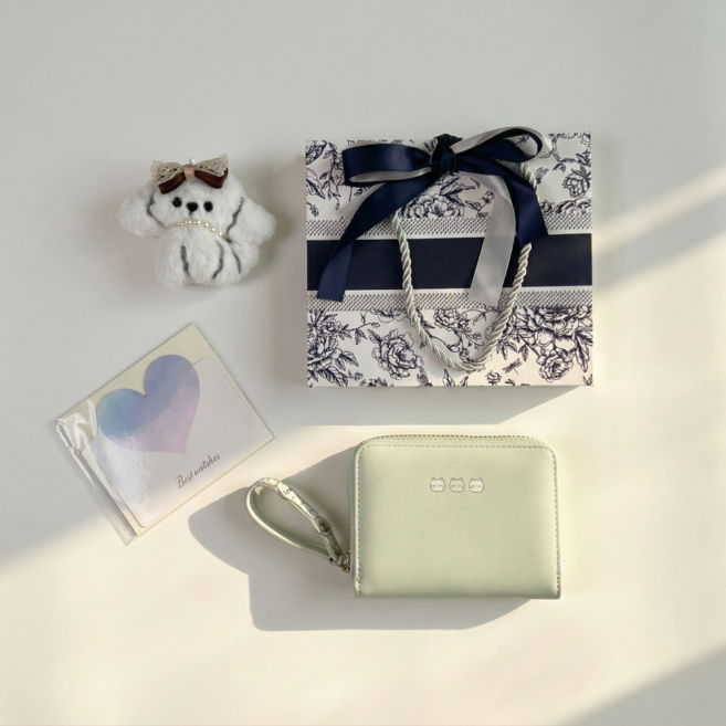 살랑소담점 여성 반지갑 손목 스트랩 키링세트 학생지갑 10대 여자 생일선물 카드지갑 선물세트