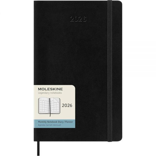 Moleskine 클래식 12개월 2026 월간 플래너 소프트 커버 라지(12.7cm x 21cm(5인치 x 8.25인치) 블랙 128페이지